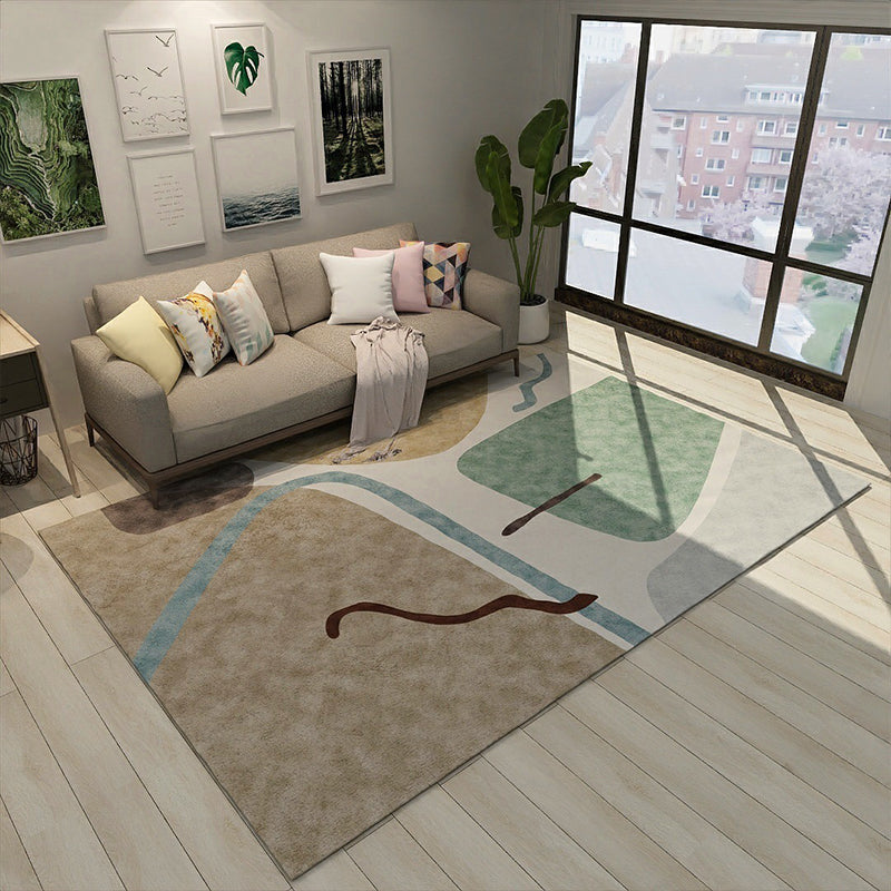 BowLift | Art Deco Nordic Area Rug Multicolor Color Block Rug Washable Non-Slip Pet Friendly Carpet for Living Room