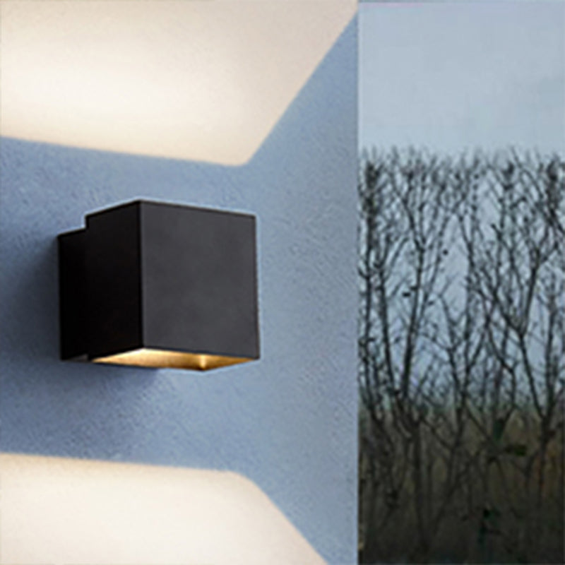 BowLift | Cube Up and Down LED Wall Light Contemporary Metal Black/Grey/White Outdoor Wall Light with Adjustable Angle