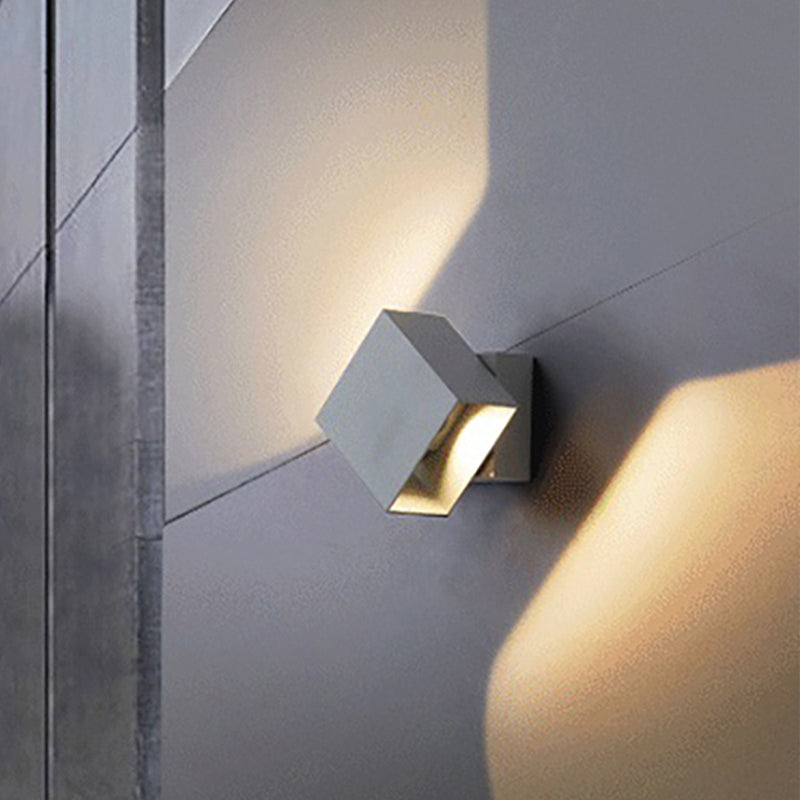 BowLift | Cube Up and Down LED Wall Light Contemporary Metal Black/Grey/White Outdoor Wall Light with Adjustable Angle