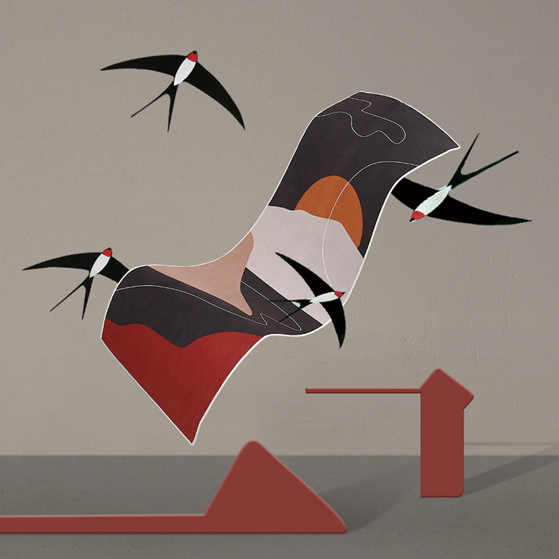 BowLift | Artistic Sunrise Landscape Pattern Rug Black Modern Rug Synthetic Non-Slip Backing Washable Pet Friendly Carpet for Bedroom