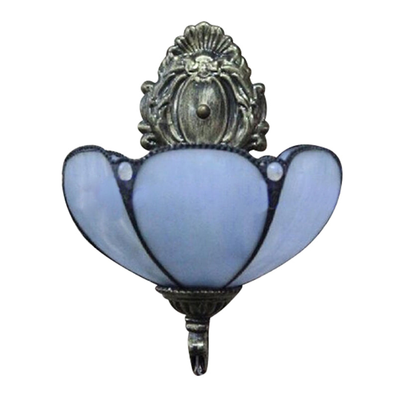 BowLift | Vintage Dome Wall Lamp Lighting Colored Glass 1 Light Wall Mount Light in Yellow/Blue
