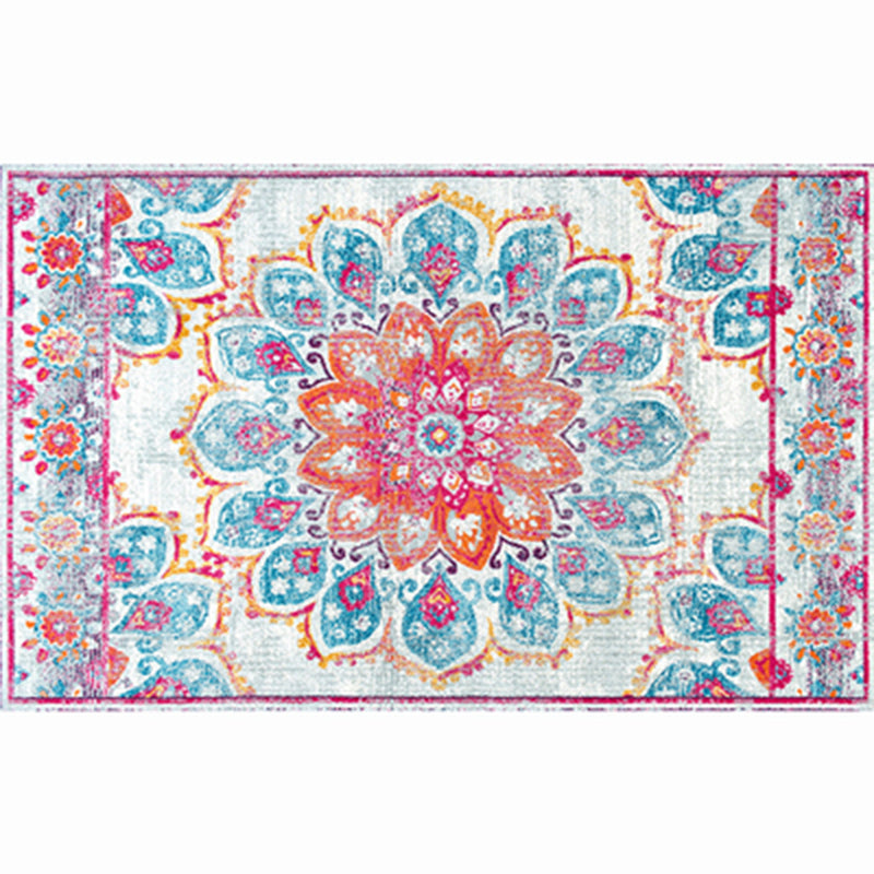 BowLift | Beautiful Floral Pattern Carpet Multicolor Moroccan Style Carpet Polyester Non-Slip Washable Stain Resistant Carpet for Room