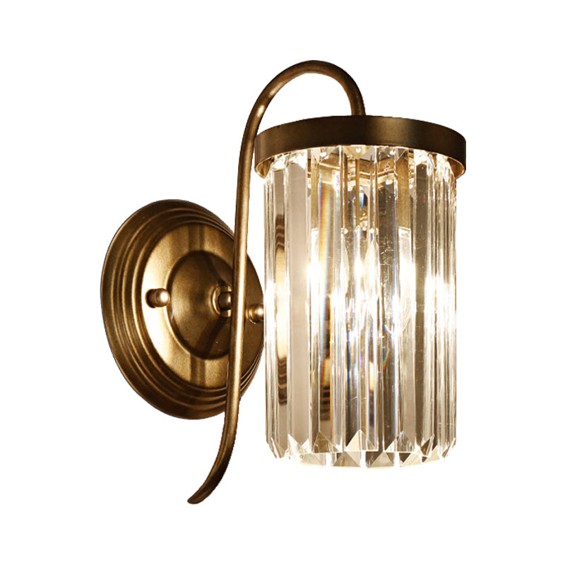 BowLift | Prismatic Crystal Cylinder Wall Light Modern 1 Light Gold/Black Wall Mount Light