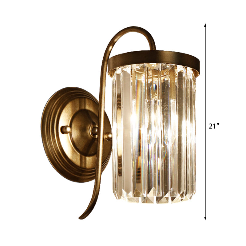 BowLift | Prismatic Crystal Cylinder Wall Light Modern 1 Light Gold/Black Wall Mount Light