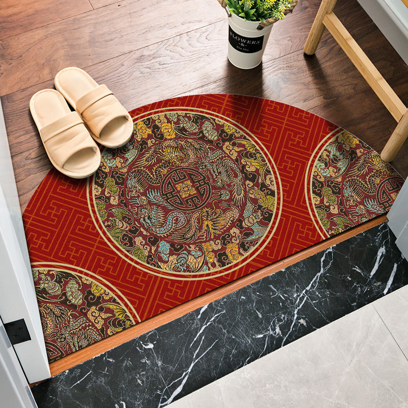 BowLift | Chinoiserie Printed Rug Multi Colored Polypropylene Carpet Anti-Slip Back Pet Friendly Stain Resistant Rug for Door