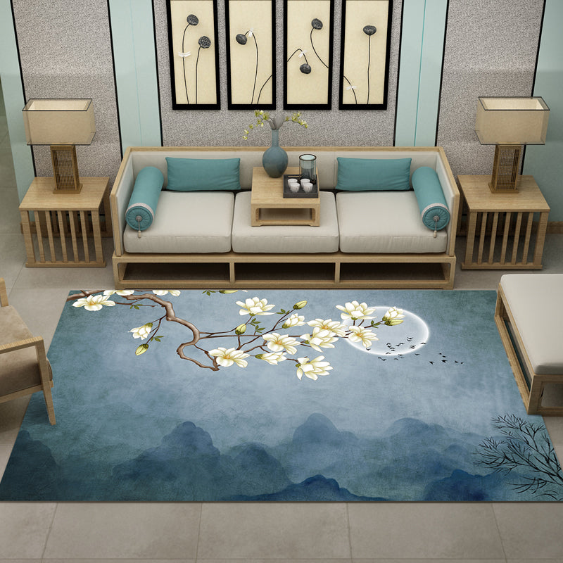 BowLift | Beautiful Multi Color Chinese Carpet Synthetic Floral Print Area Rug Machine Washable Anti-Slip Back Pet Friendly Rug for the Living Room