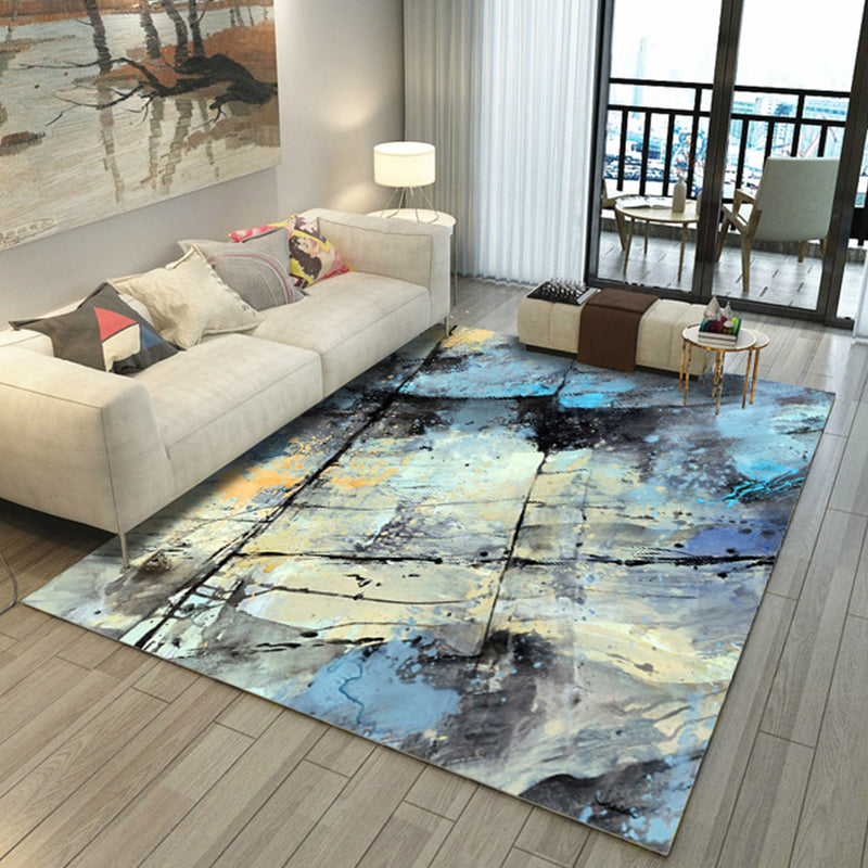 BowLift | Asian Abstract Painting Carpet Multi-Color Polypropylene Area Rug Machine Washable Non-Slip Back Stain Resistant Rug for Large Room