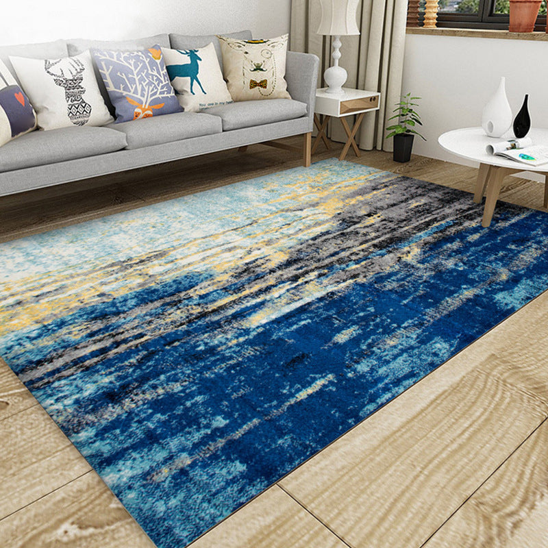 BowLift | Classic Multicolor Industrial Carpet Polyester Abstract Painting Carpet Non-Slip Back Machine Washable Stain Resistant Carpet for Lounge