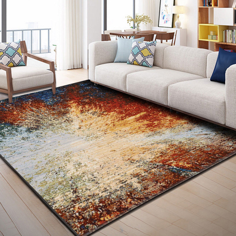 BowLift | Classic Multicolor Industrial Carpet Polyester Abstract Painting Carpet Non-Slip Back Machine Washable Stain Resistant Carpet for Lounge