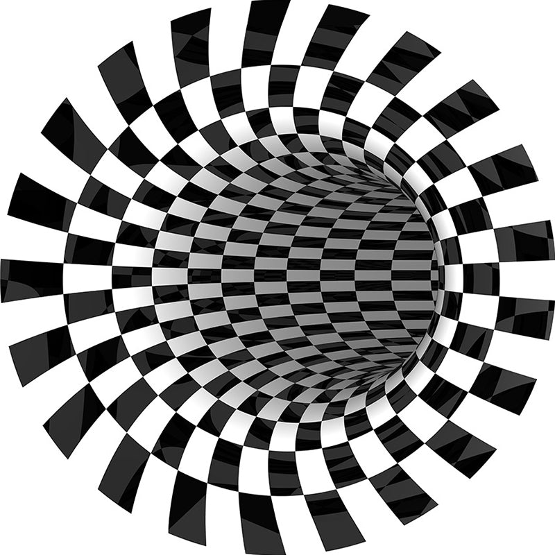 BowLift | Classic 3D Illusion Trapezoid Rug Black and White Modern Rug Polypropylene Non-slip Washable Stain Resistant Rug for Bedroom