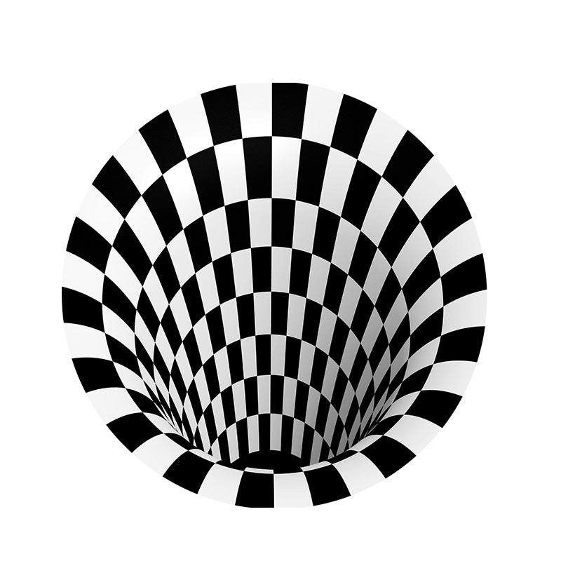 BowLift | Classic 3D Illusion Trapezoid Rug Black and White Modern Rug Polypropylene Non-slip Washable Stain Resistant Rug for Bedroom