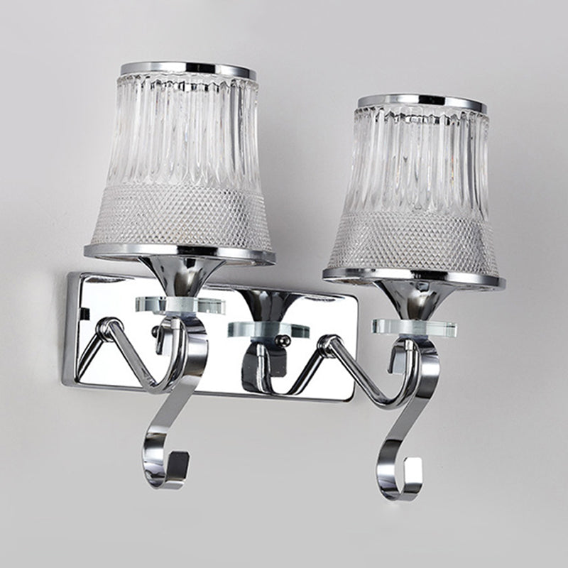 BowLift | Vintage Style Bell Wall Light Clear Glass 2 Lights Bedroom Gold Finish Wall Lamp with Crystal Accent