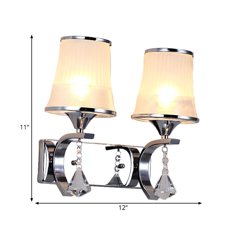 BowLift | Vintage Style Bell Wall Light Clear Glass 2 Lights Bedroom Gold Finish Wall Lamp with Crystal Accent