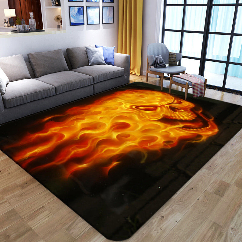 BowLift | Punk Abstract Skull Print Rug Black Novelty Rug Synthetic Stain Resistant Machine Washable Non-Slip Back Rug for Living Room
