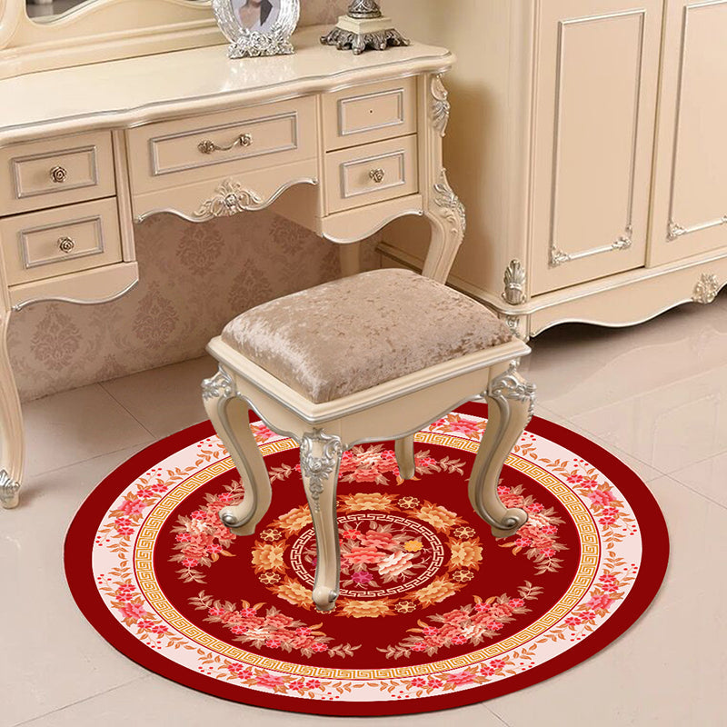 BowLift | Victorian Bedroom Carpet Multicolored Peony Carpet Polyester Stain Resistant Washable Non-Slip Carpet