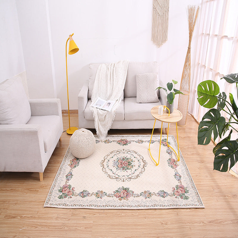 BowLift | Victorian floral structure carpet Multicolor Synthetic carpet Washable Non-slip Stain-resistant carpet for bedroom