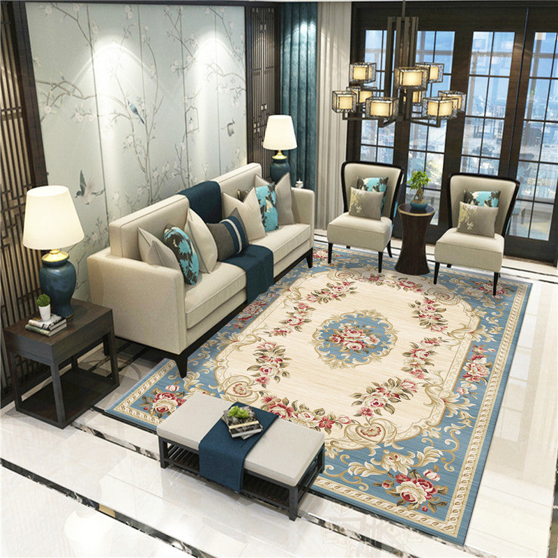 BowLift | Peony Patterned Rug Multicolor Rug Stain Resistant Non-Slip Back Machine Washable Rug for Living Room