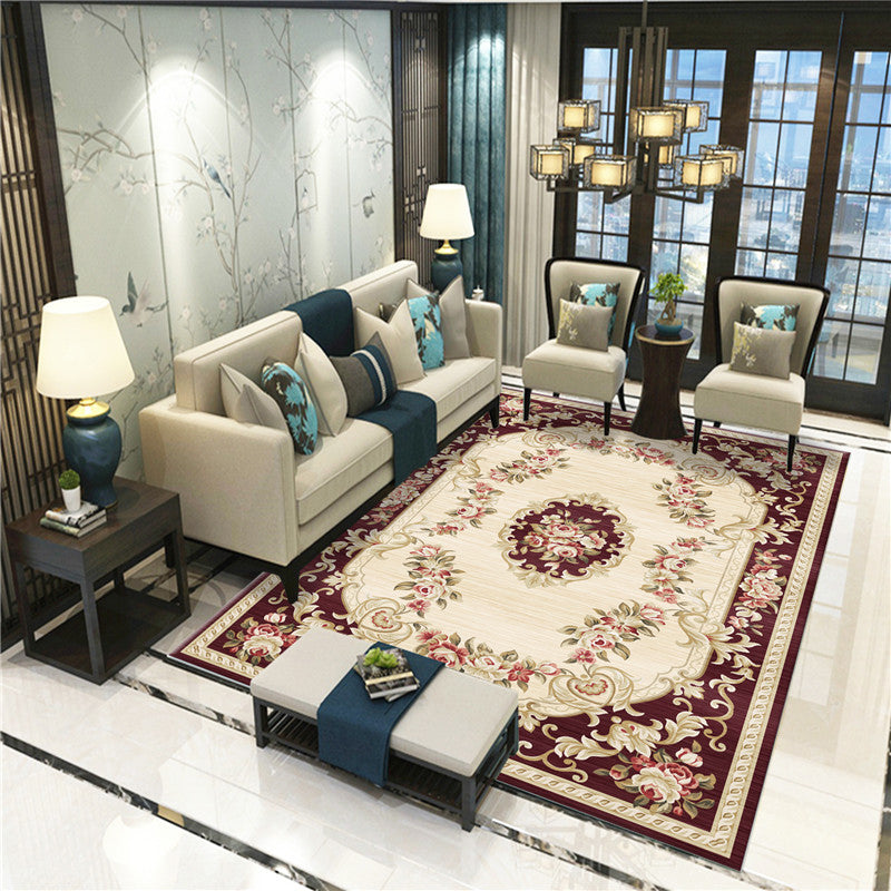 BowLift | Peony Patterned Rug Multicolor Rug Stain Resistant Non-Slip Back Machine Washable Rug for Living Room