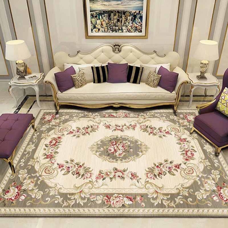 BowLift | Peony Patterned Rug Multicolor Rug Stain Resistant Non-Slip Back Machine Washable Rug for Living Room