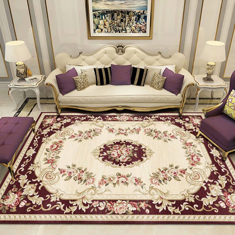 BowLift | Peony Patterned Rug Multicolor Rug Stain Resistant Non-Slip Back Machine Washable Rug for Living Room