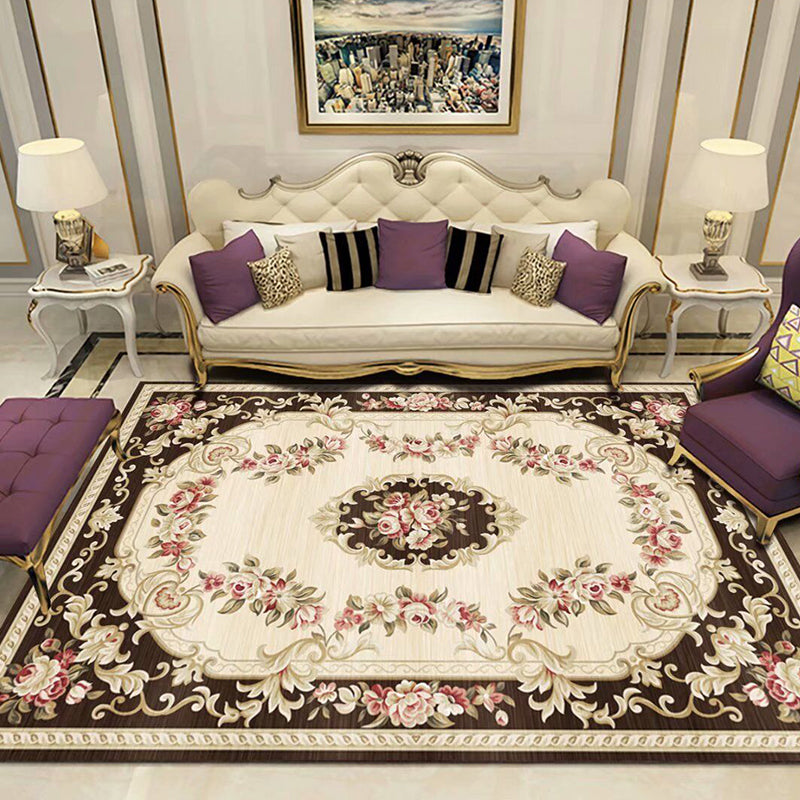 BowLift | Peony Patterned Rug Multicolor Rug Stain Resistant Non-Slip Back Machine Washable Rug for Living Room