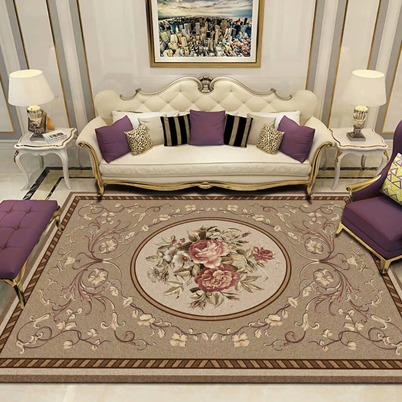 BowLift | Peony Patterned Rug Multicolor Rug Stain Resistant Non-Slip Back Machine Washable Rug for Living Room