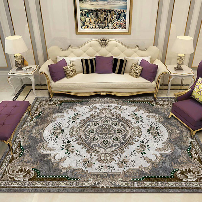 BowLift | Peony Patterned Rug Multicolor Rug Stain Resistant Non-Slip Back Machine Washable Rug for Living Room