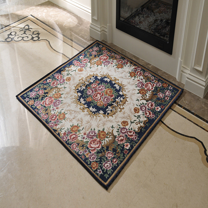 BowLift | Victorian Style Foyer Carpet Multicolored Floral Pattern Carpet Polypropylene Pet Friendly Non-Slip Back Washable Carpet