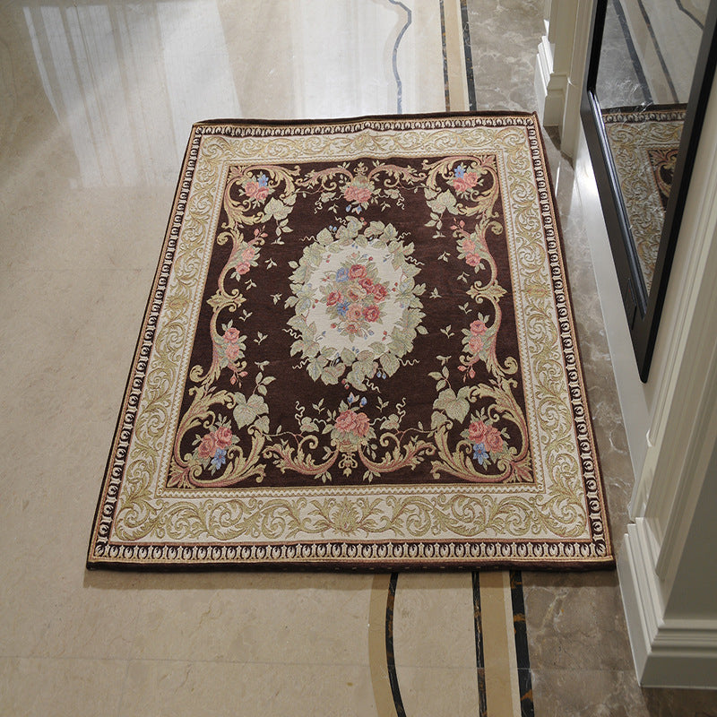 BowLift | Victorian Style Foyer Carpet Multicolored Floral Pattern Carpet Polypropylene Pet Friendly Non-Slip Back Washable Carpet
