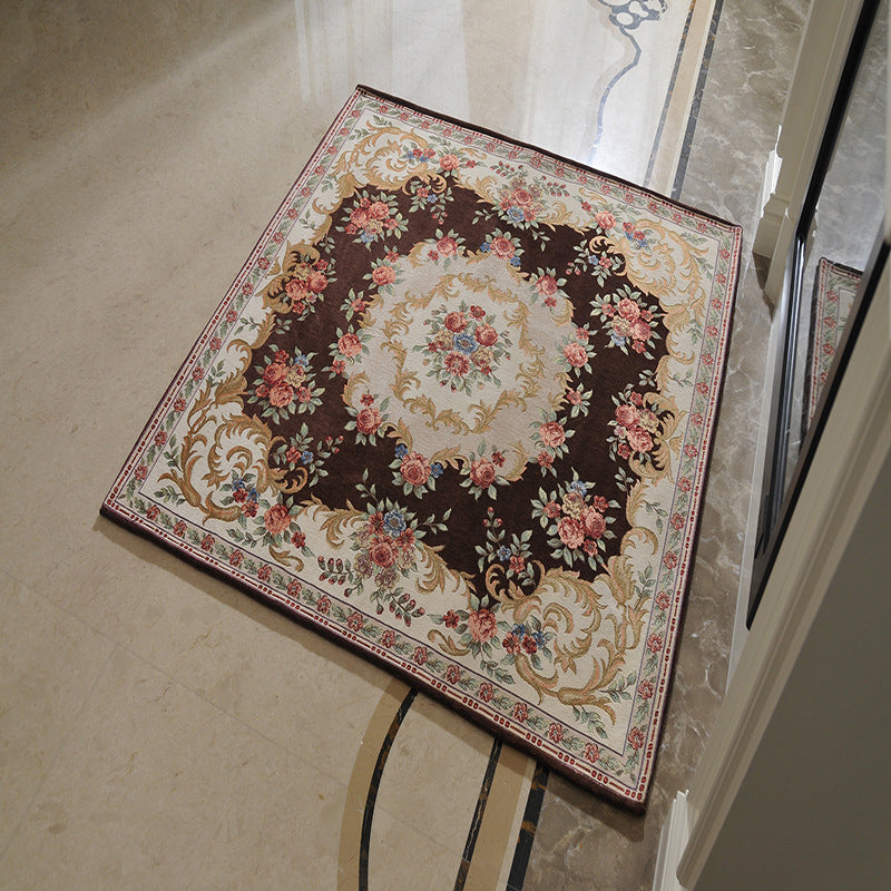 BowLift | Victorian Style Foyer Carpet Multicolored Floral Pattern Carpet Polypropylene Pet Friendly Non-Slip Back Washable Carpet