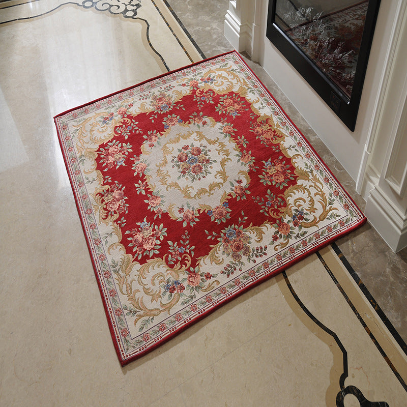 BowLift | Victorian Style Foyer Carpet Multicolored Floral Pattern Carpet Polypropylene Pet Friendly Non-Slip Back Washable Carpet