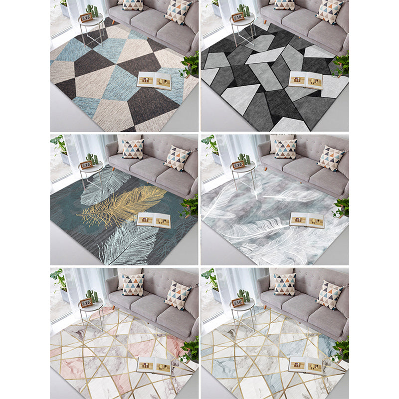 BowLift | Beautiful Nordic Style Carpet Multicolor Geometric Color Block Carpet Machine Washable Stain Resistant Non-Slip Carpet for Large Room