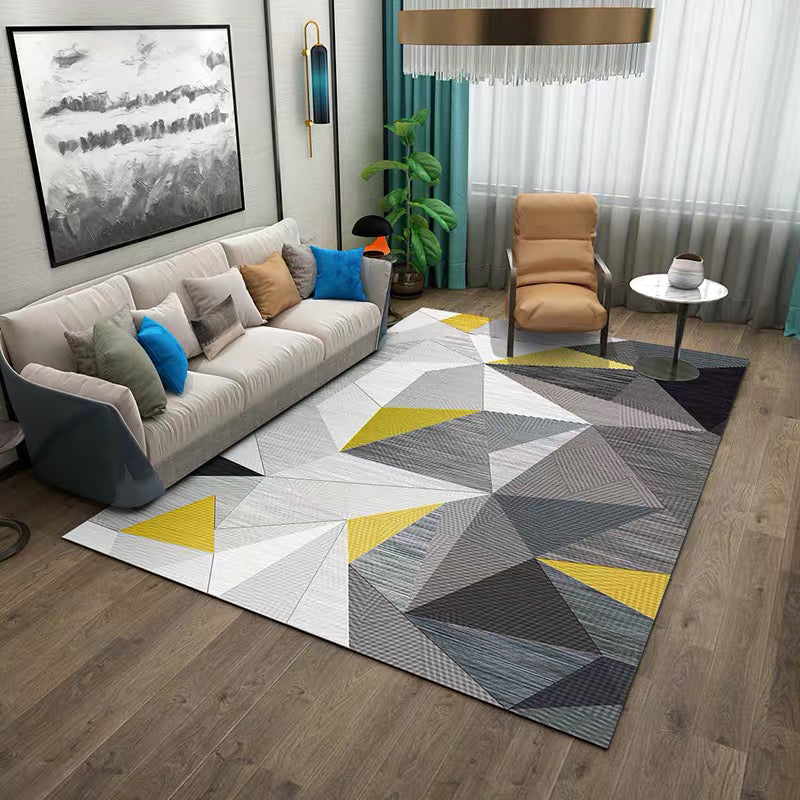 BowLift | Beautiful Nordic Style Carpet Multicolor Geometric Color Block Carpet Machine Washable Stain Resistant Non-Slip Carpet for Large Room