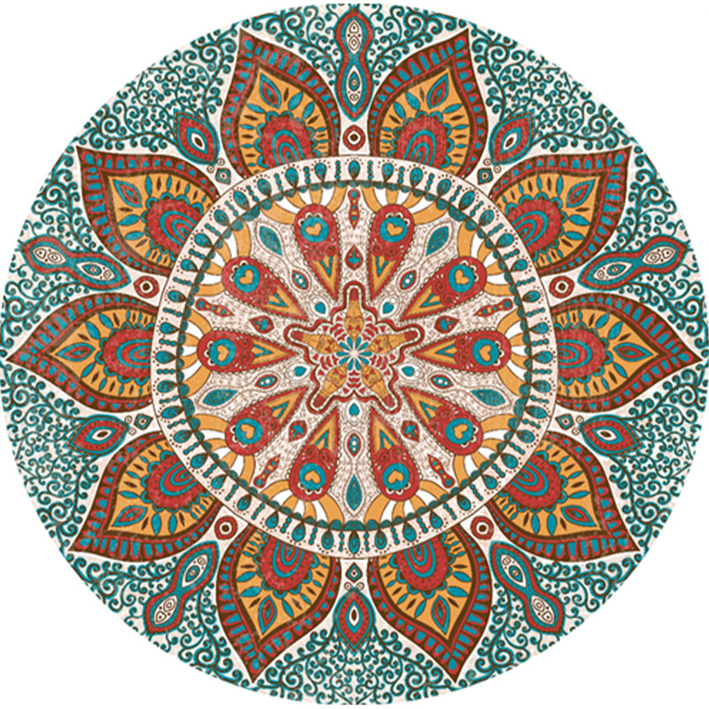 BowLift | Classic Multi-Color Moroccan Rug Synthetic Mandala Print Rug Pet Friendly Non-Slip Washable Rug for Home