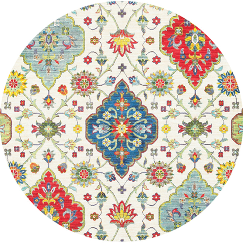 BowLift | Classic Multi-Color Moroccan Rug Synthetic Mandala Print Rug Pet Friendly Non-Slip Washable Rug for Home