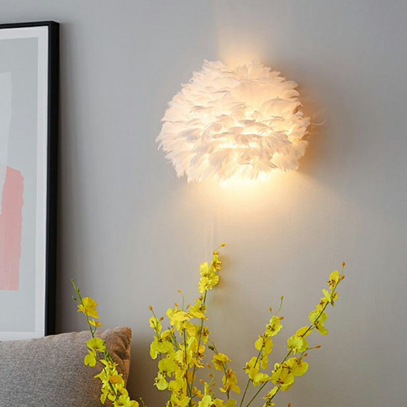BowLift | Shadow Girl Bedroom Wall Lamp Feather Single Bulb Simple Wall Mounted Light