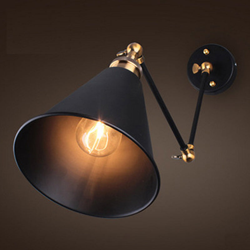 BowLift | Black Umbrella Shade Folding Wall Lamp Retro Style Single Bulb Restaurant Wall Lighting Fixture
