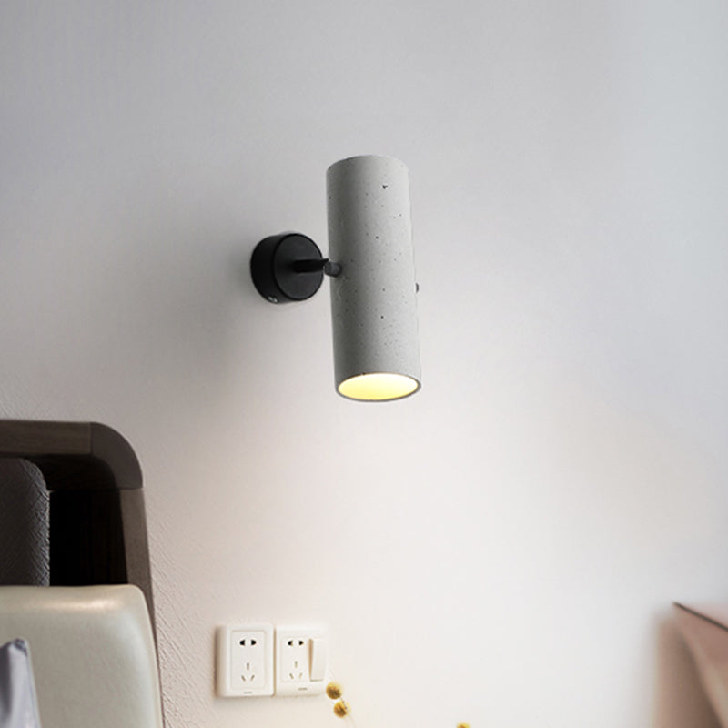BowLift | Cylindrical Shade Cement Wall Spotlight Minimalist Gray LED Wall Light