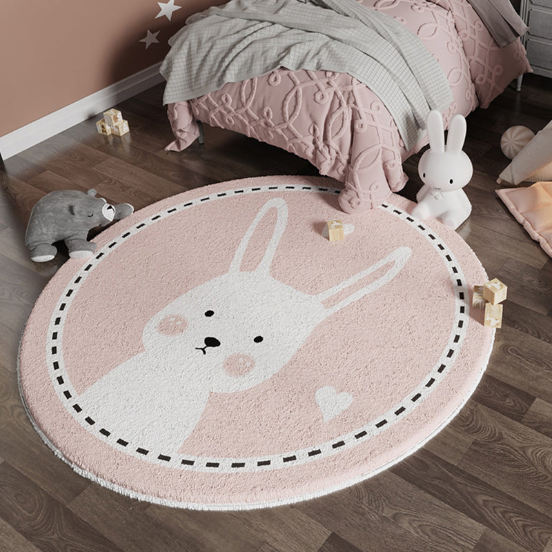 BowLift | Casual Multi-Color Sweet Rug Cotton Blend Cartoon Rabbit Print Rug Pet Friendly Easy Care Rug for Children's Room