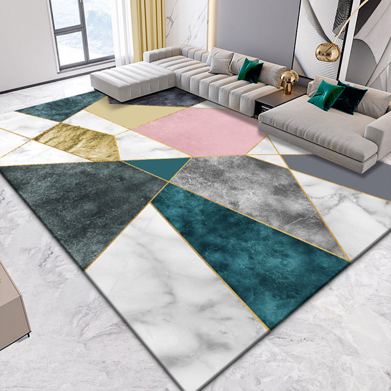 BowLift | Creative Room Decoration Area Rug Multicolor Geometric Pattern Area Rug Cotton Blend Non-Slip Pet Friendly Area Rug