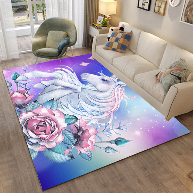 BowLift | Colorful Relaxation Area Rug Cotton Blend Cartoon Pattern Indoor Rug Machine Washable Non-Slip Rug for Décor
