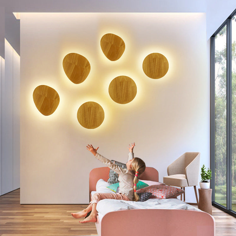 BowLift | Contemporary geometric LED wall lighting wood living room wall lamp in beige