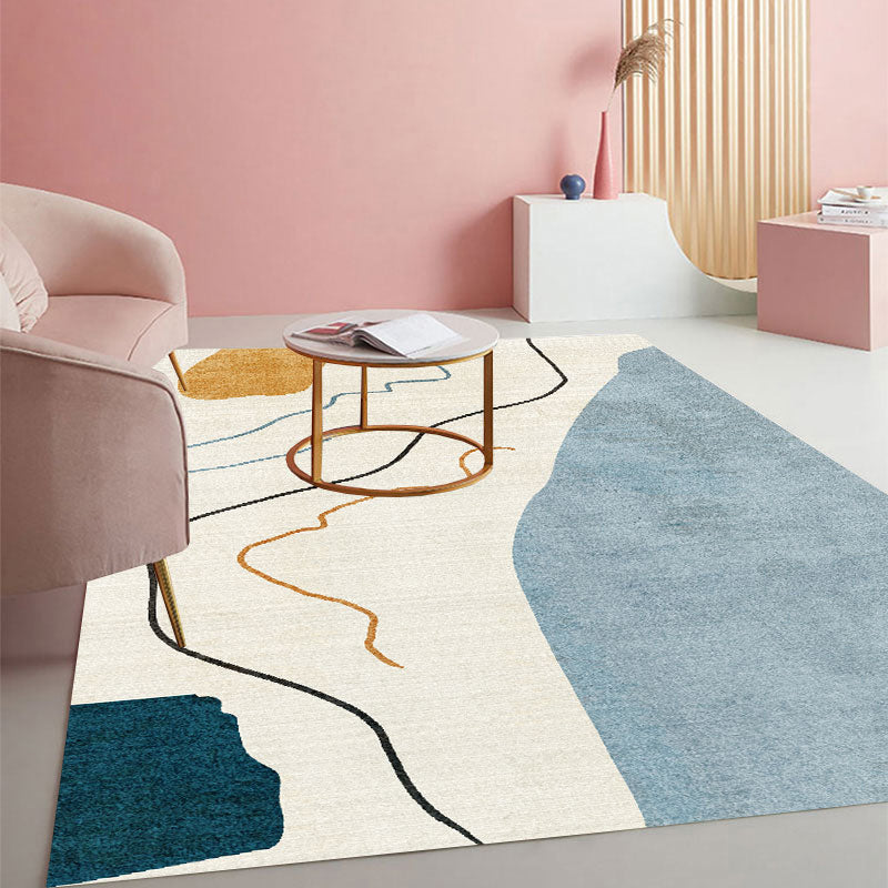 BowLift | Calming Color Block Carpet Multicolored Cotton Blend Indoor Carpet Non-Slip Back Machine Washable Carpet for Space