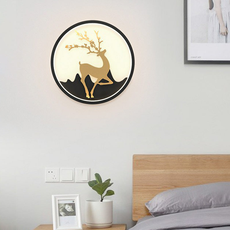 BowLift | Aluminium Ring LED Wall Mount Light Simplicity Wall Lamp Lighting with Deer Décor