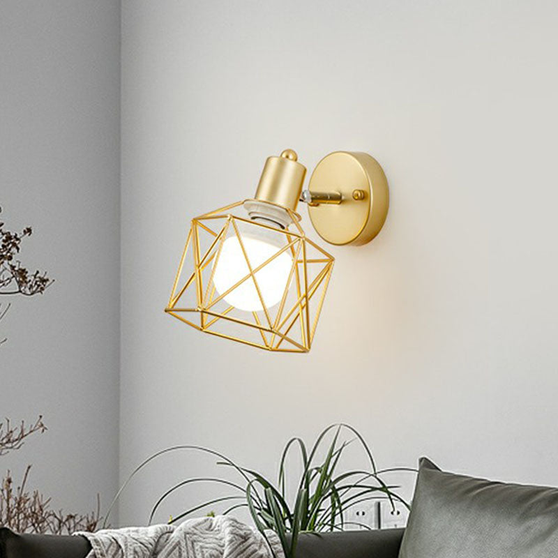 BowLift | Antique hexagonal wall lamp single iron swivel wall light fixture in gold