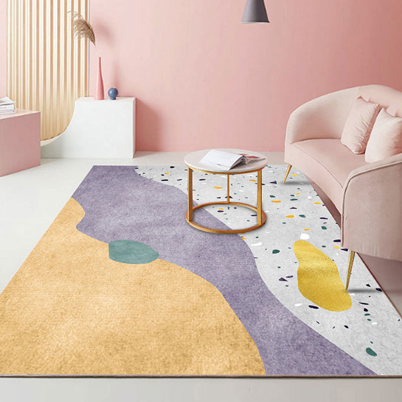 BowLift | Beautiful Bedroom Rug Multicolored Color Block Rug Polyester Non-slip Back Machine Washable Rug