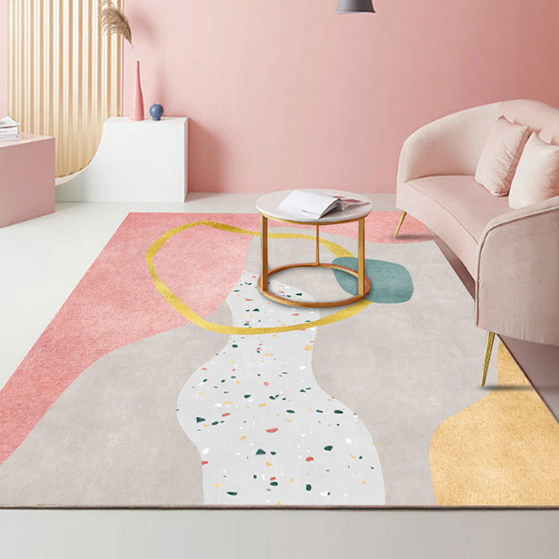 BowLift | Beautiful Bedroom Rug Multicolored Color Block Rug Polyester Non-slip Back Machine Washable Rug