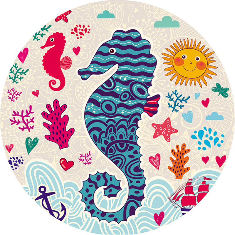 BowLift | Calming Cartoon Rug Multicolor Cute Area Rug Polypropylene Non-Slip Machine Washable Rug for Kids