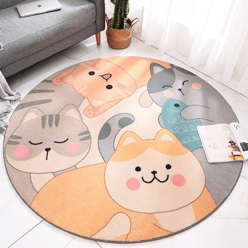 BowLift | Sweet Cartoon Print Rug Multicolored Polyester Rug Washable Easy Care Non-Slip Indoor Rug for Children's Room