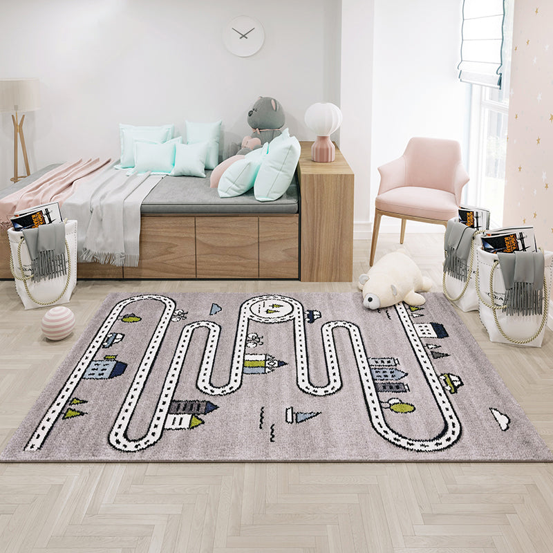 BowLift | Casual Cartoon Print Rug Multicolored Polypropylene Rug Non-Slip Washable Easy Care Rug for Kids